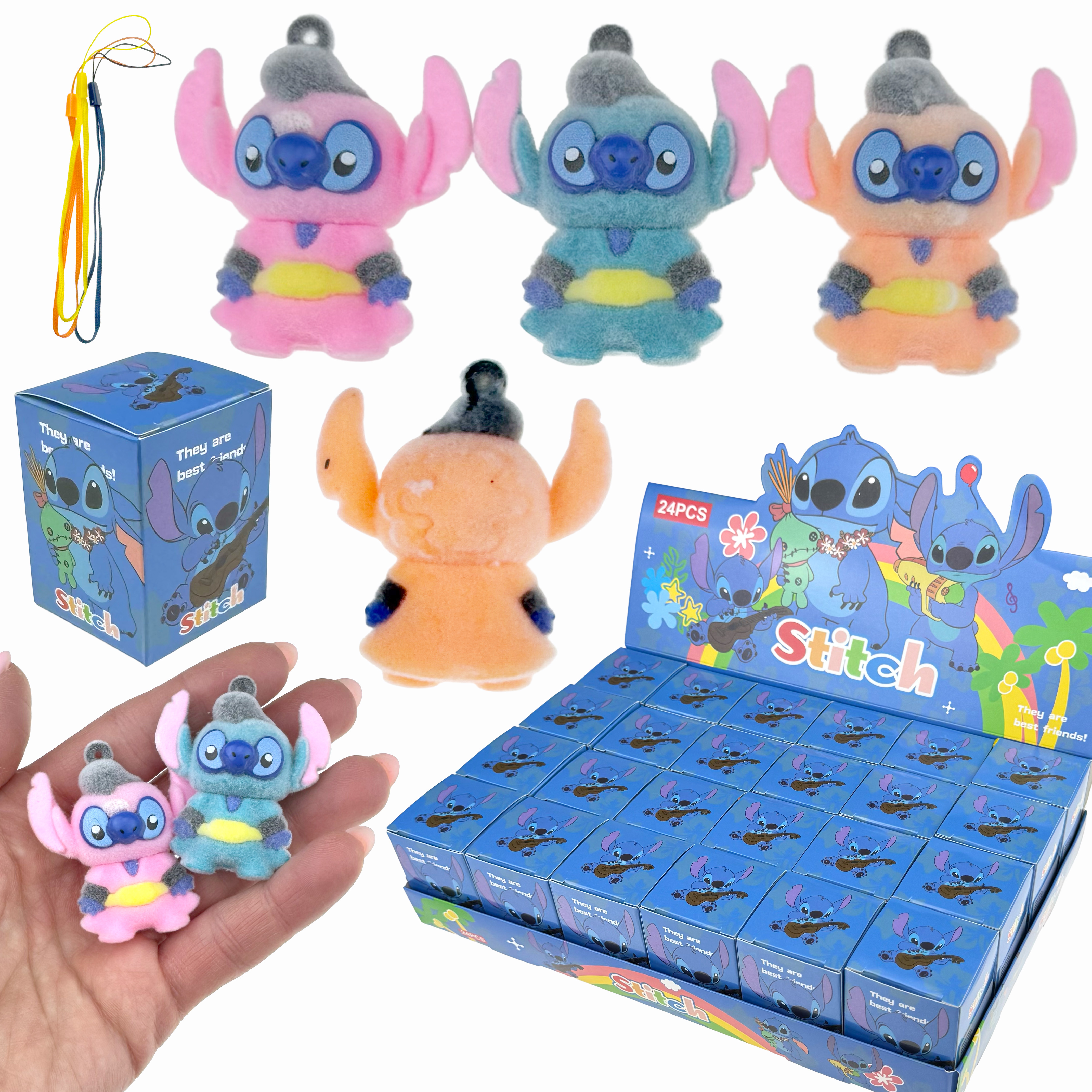 Iграшка велюрова брелок Стич космонавт кольоровий в коробці 5 см (24) /1440/