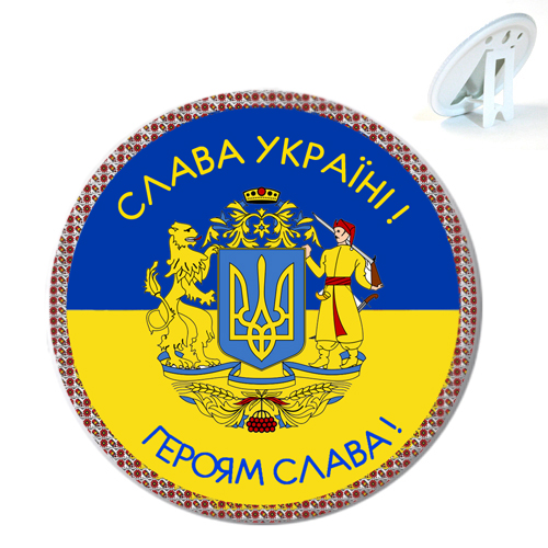 Рамка на подставке или на стену  Слава Украине с красным ободком 10 см (12)