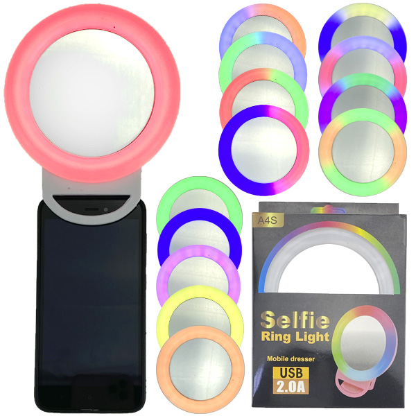 Селфі лампа для смартфона кольорова середня D12см /200/