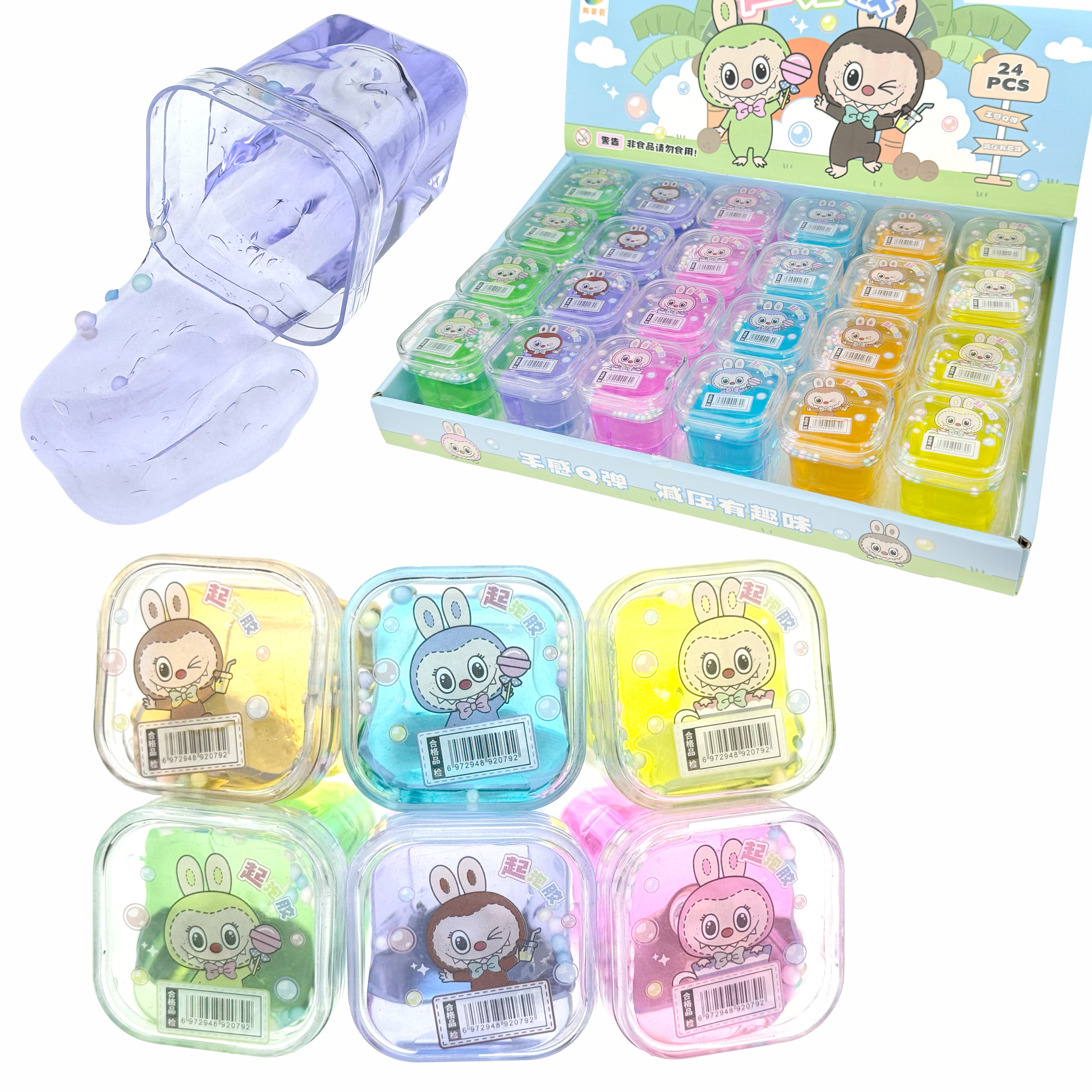 Жуйка для рук Слайм Slime банка прямокутна прозоре LA BU BU (24) /480/