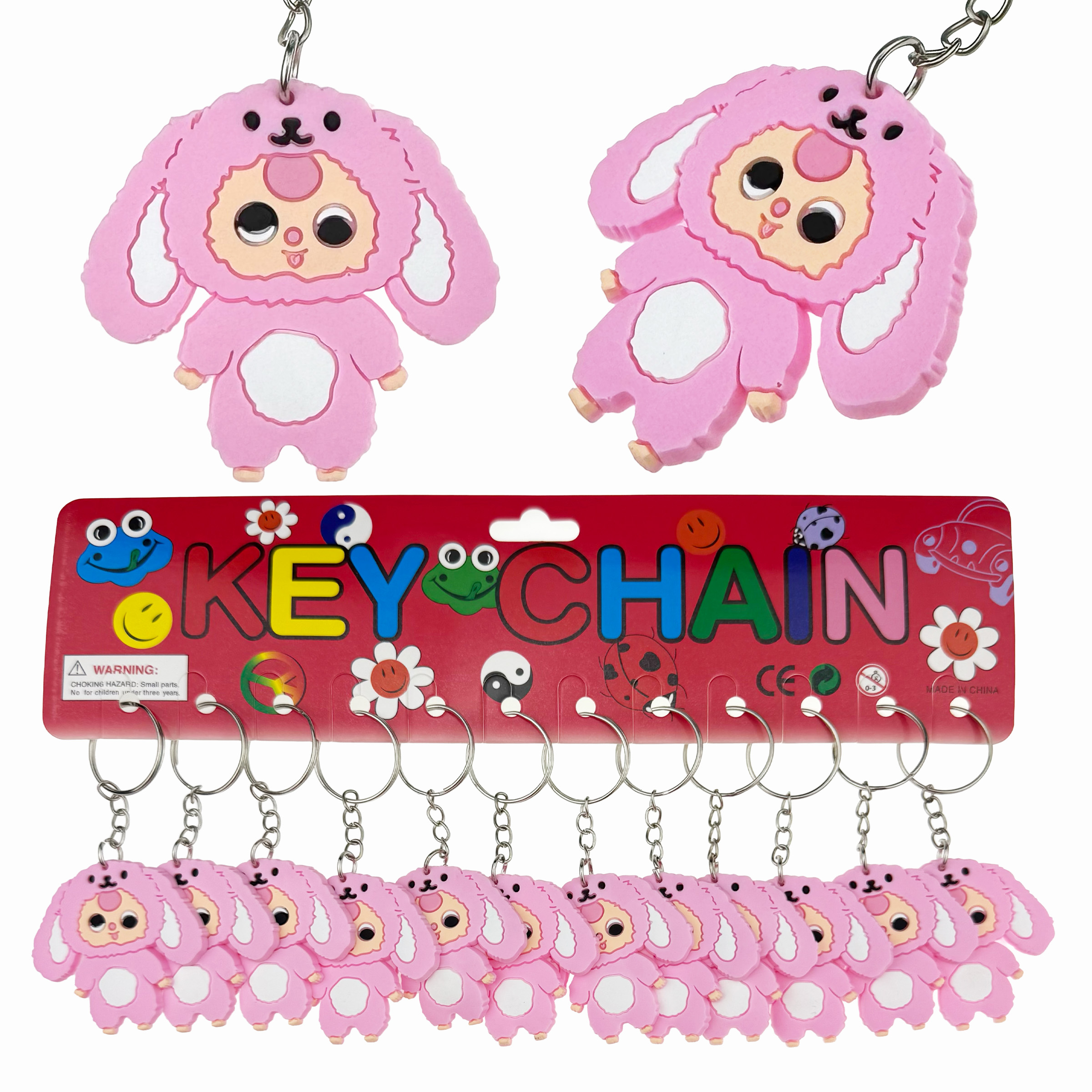 Брелок гумовий плаский WA KU KU рожева вухата (12)