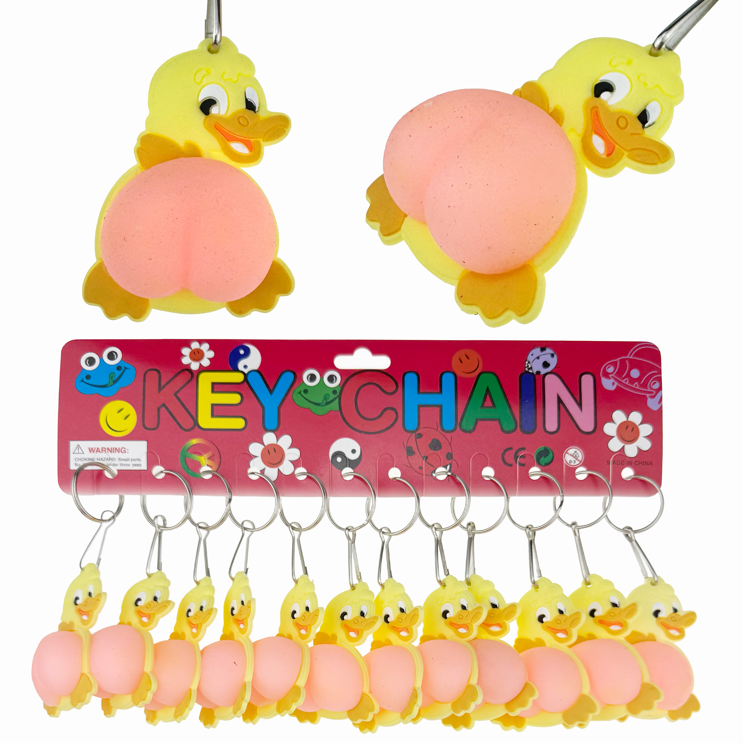 Брелок гумовий качка СКВИШ - SQUISH попка рожева (12)