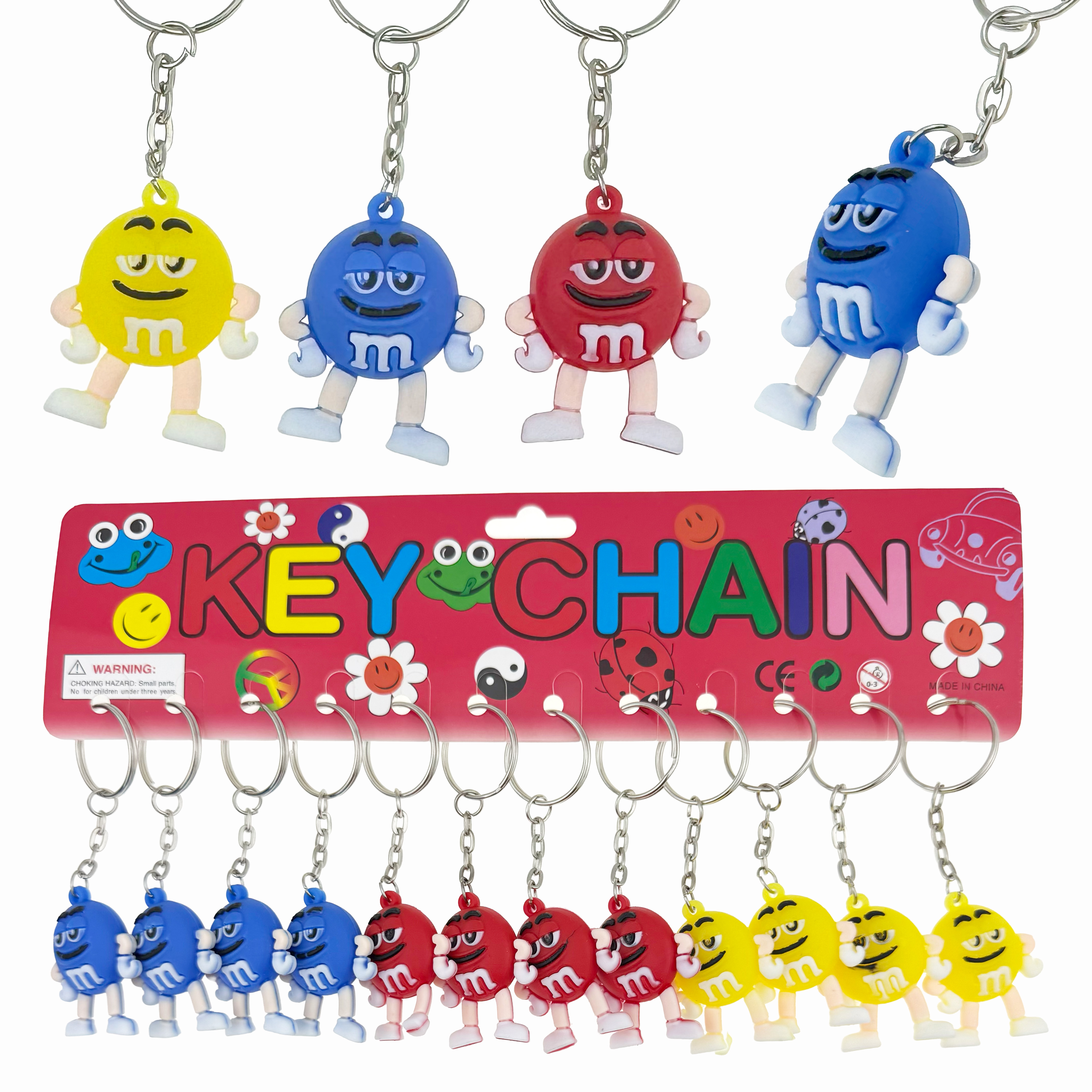Брелок гумовий M&M з ніжками кольоровий обємний (12)