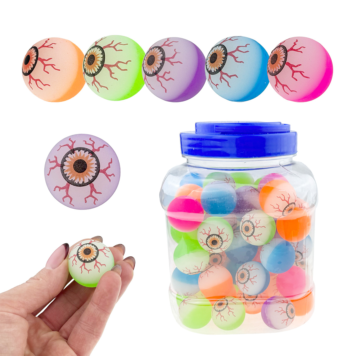 М'яч стрибунець око гумовий середній у банці 3 см (70) /2100/