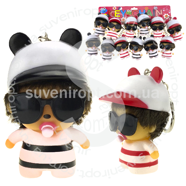 Брелок  игрушка ребенок  в каске с волосами в очках (12)