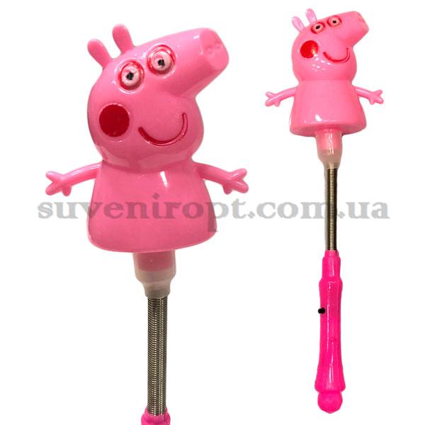 Палка светяшка свинка Пеппа большая на пружине (12) /480/