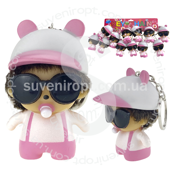 Брелок  девочка с волосами и соской кепка с ушками  игрушка (12)