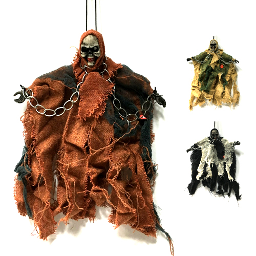 Скелет висячий в цепях  музыкальный светятся глаза  23  см 