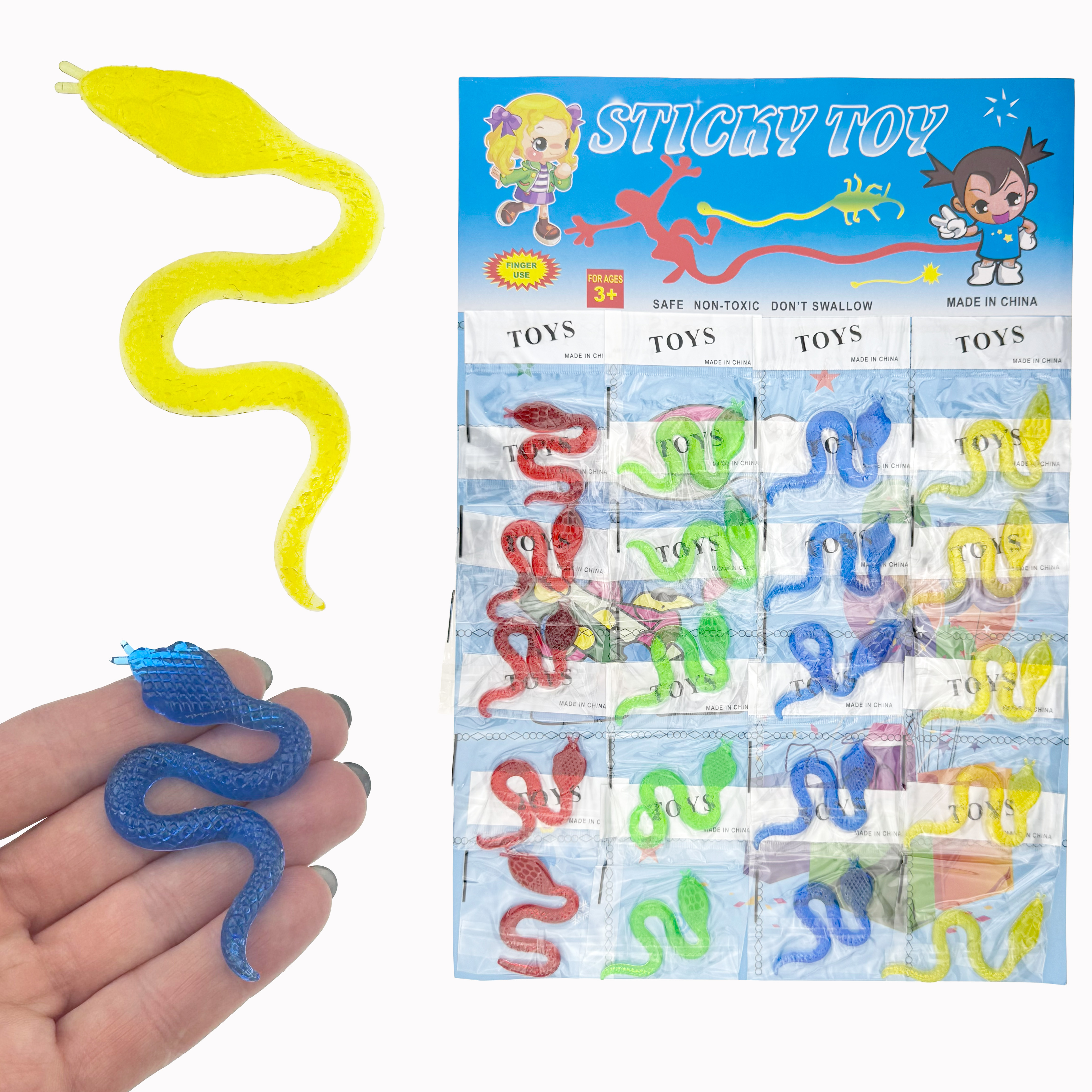 Лизун липучка тонка змія кольорова на планшеті (20) /4000/