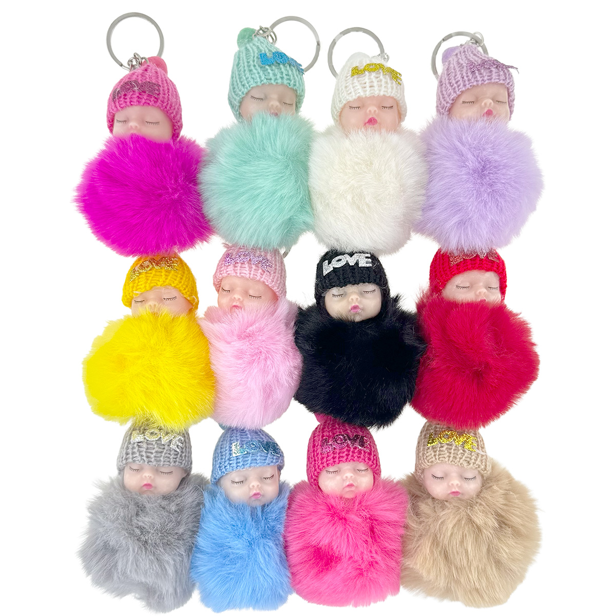 Брелок пухнастий дитина в шапочці LOVE 12 см (12)