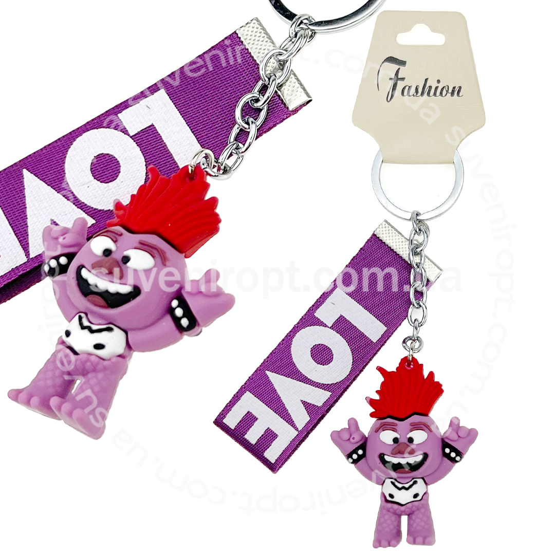 Брелок в упаковці макет Троль зі стрічкою LOVE (12)