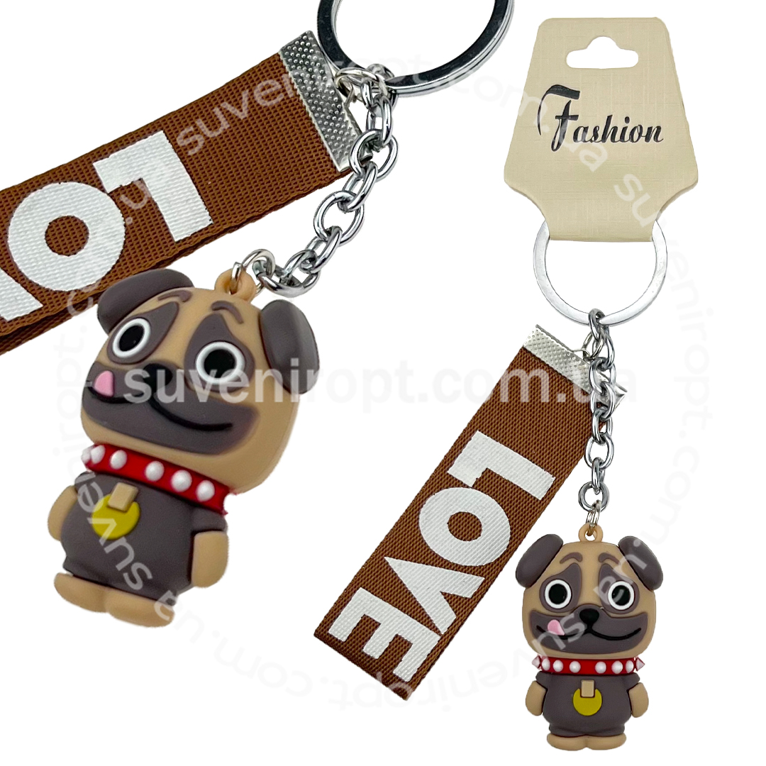 Брелок в упаковці макет песик зі стрічкою LOVE (12)