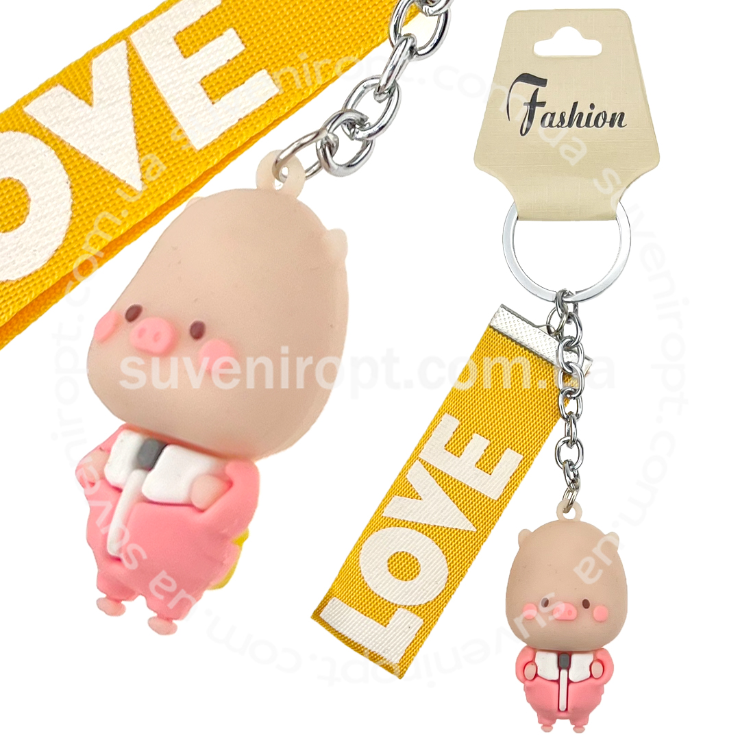 Брелок в упаковці макет порося зі стрічкою LOVE (12)