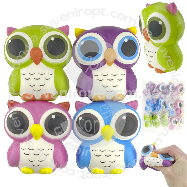 СКВИШИ - SQUISHY сова  большая в ассортименте 10 см (12) /300/