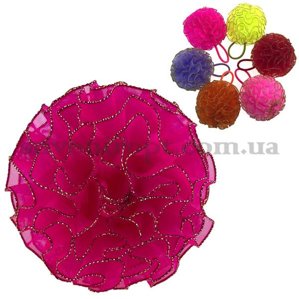 Резинка на голову шарик цветной с окантовкой  большой (10)