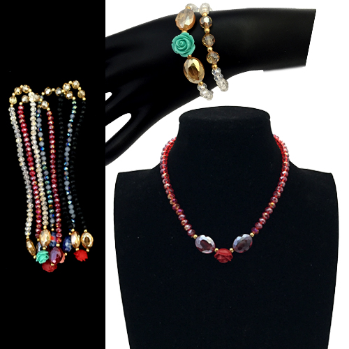 Бусы-браслет кристал с розочкой 18 см (10)