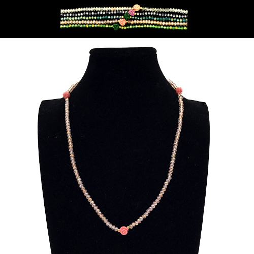 Бусы маленький кристал с розочкой 25 см (10)