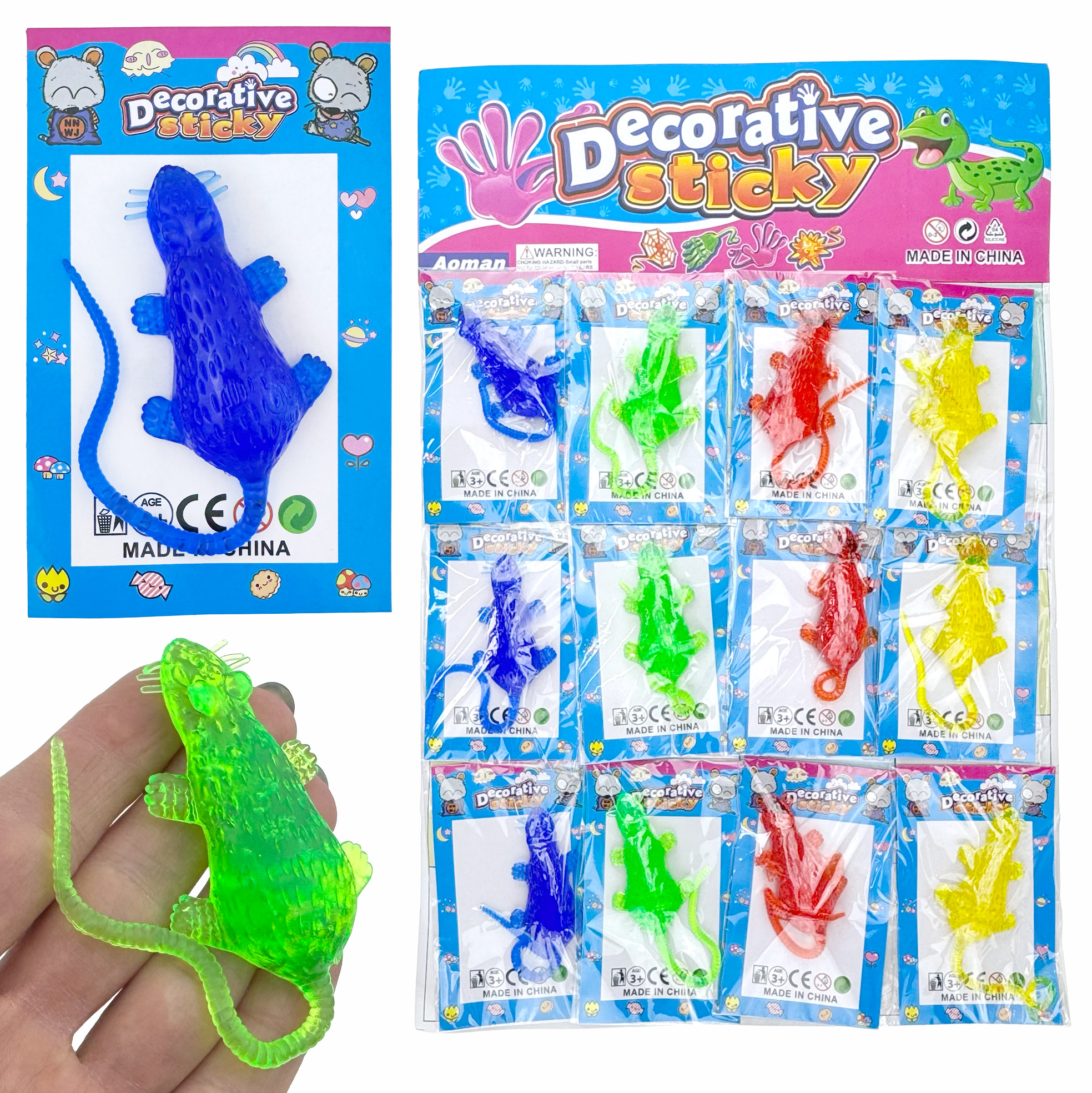 Лізун липучка миша велика на планшетці кольорова (12) /1200/