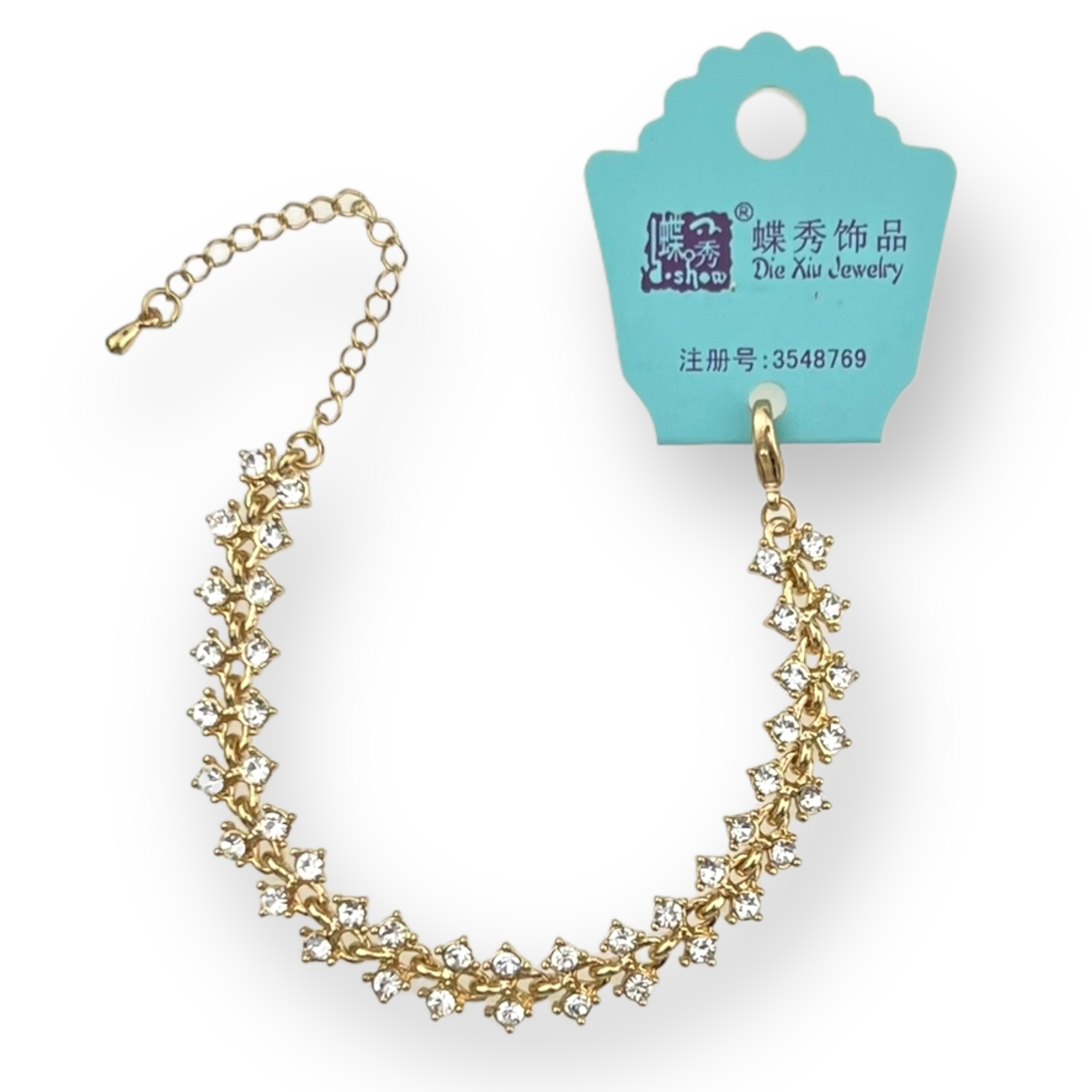 Браслет  в маленьких камнях  под золото