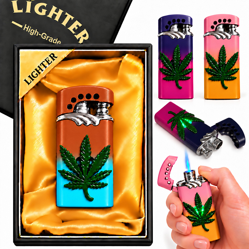 Запальничка подарункова LIGHTER кольрова лист з підсвіткою (10)