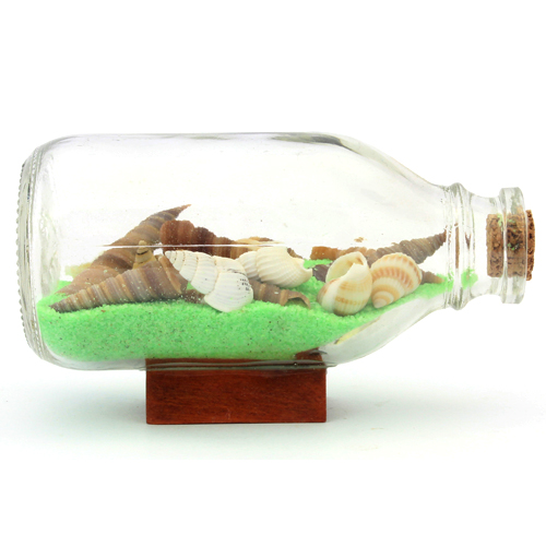 Бутылка большая с песком и ракушками 7 см /144/