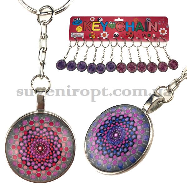 Брелок  металический узоры стекло (12)