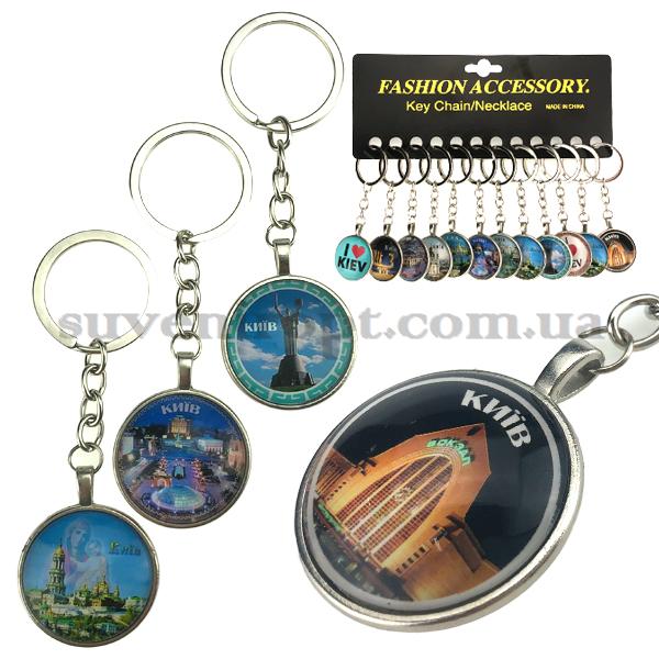 Брелок  стекло 30х30  Киев ассорти (12)