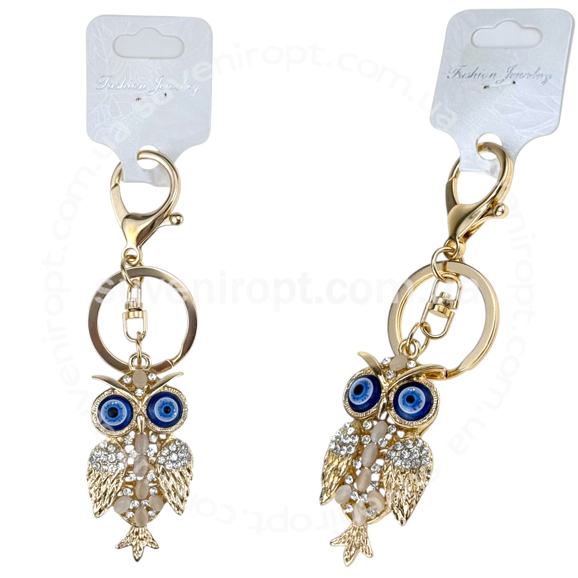 Брелок сова з блакитними очима в камінчиках (12)