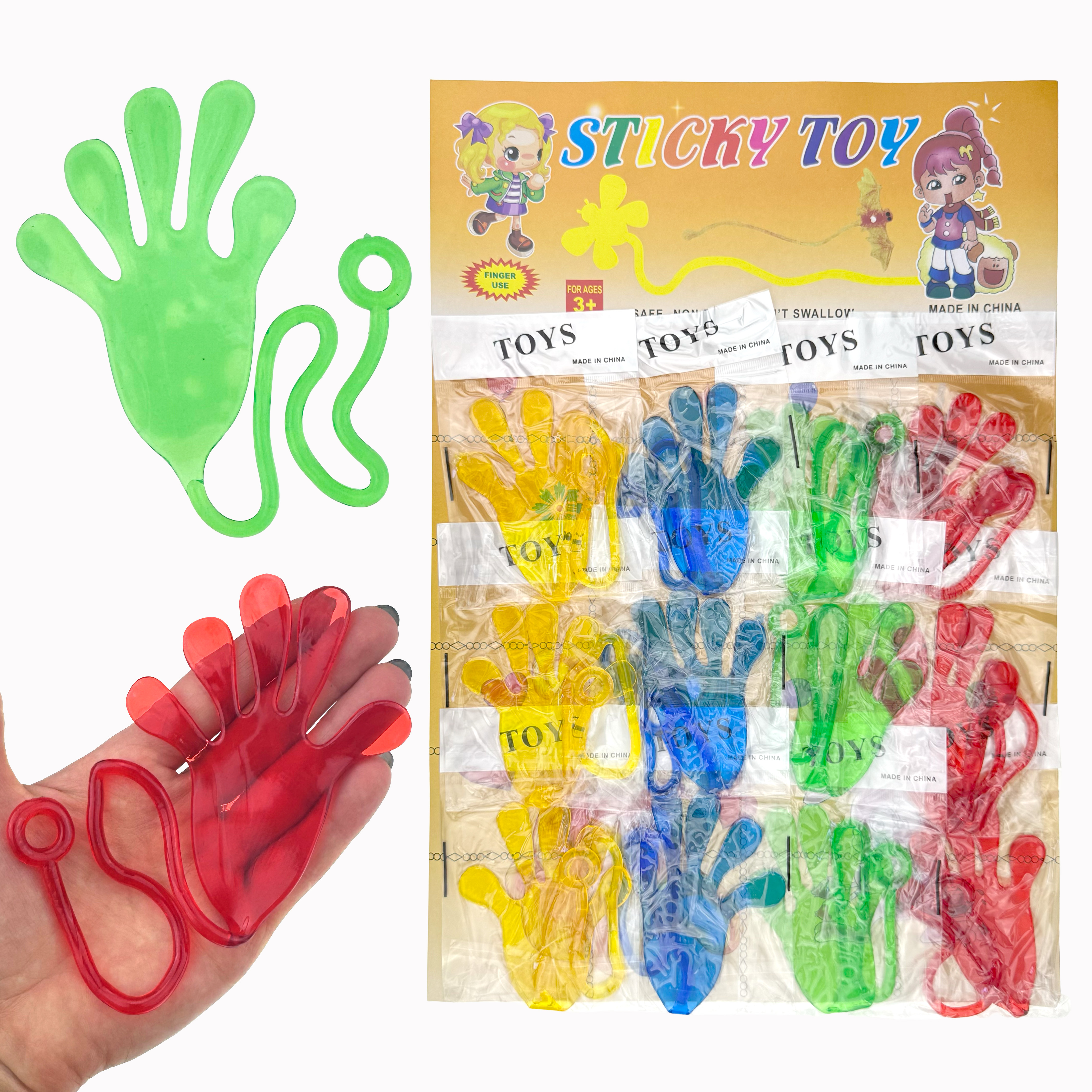 Лізун липучка долоня середньо-велика кольорова 9.5 см (12) /1200/