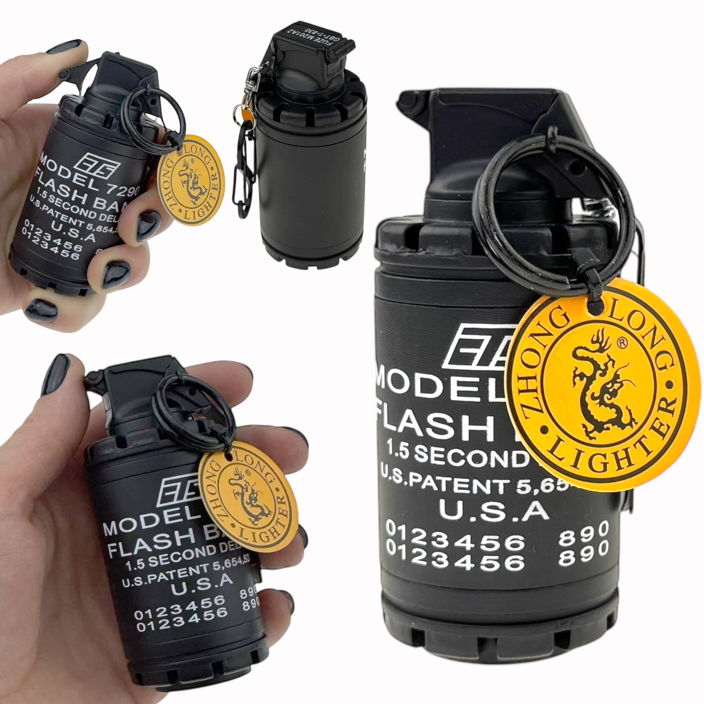 Запальничка граната димова велика чорна 9,5 см (12)