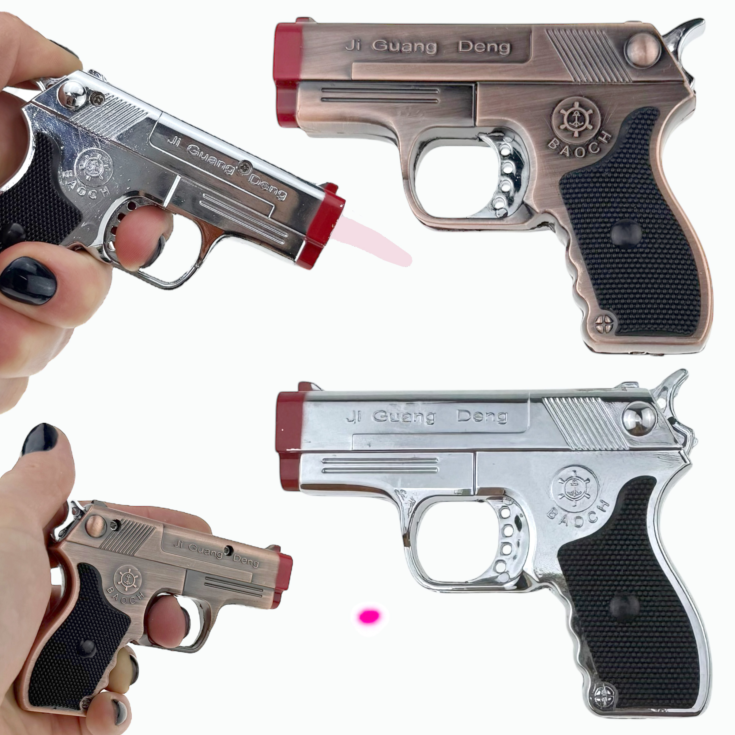 Запальничка пістолет з лазером в трьох кольорах  см (12)
