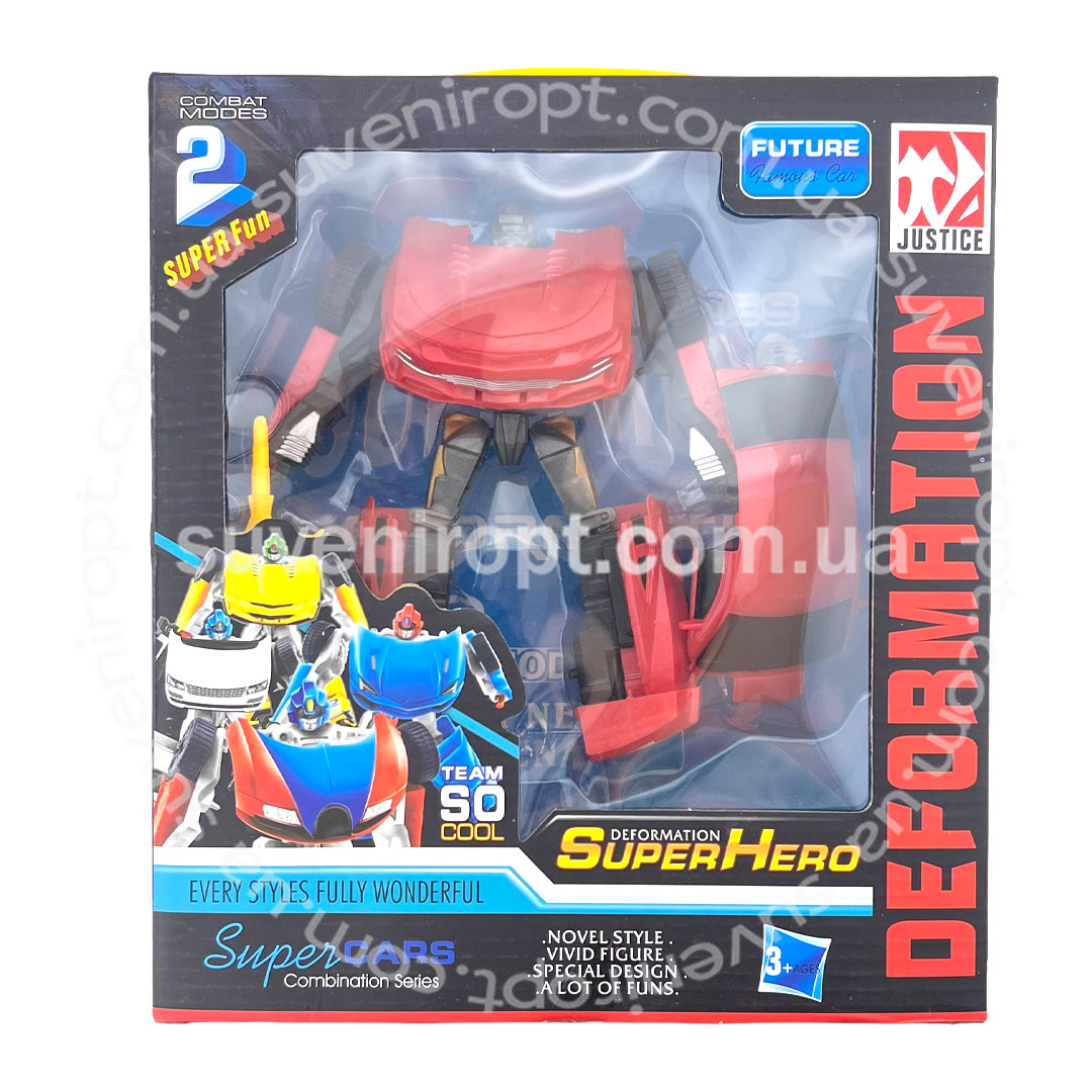 Трансформер машина Супер герої червона в коробці /60/