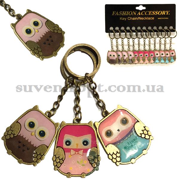 Брелки  металические сова цветная смола (12)