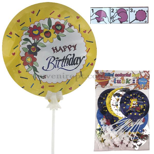 Шарик надувашка на палочке Heppiy birthday  (12) /1200/