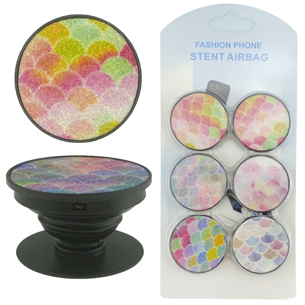Набір попсокет popsocket та поп кліп блискучий яскравий серпантин 6в1 в упаковці (5) /200/