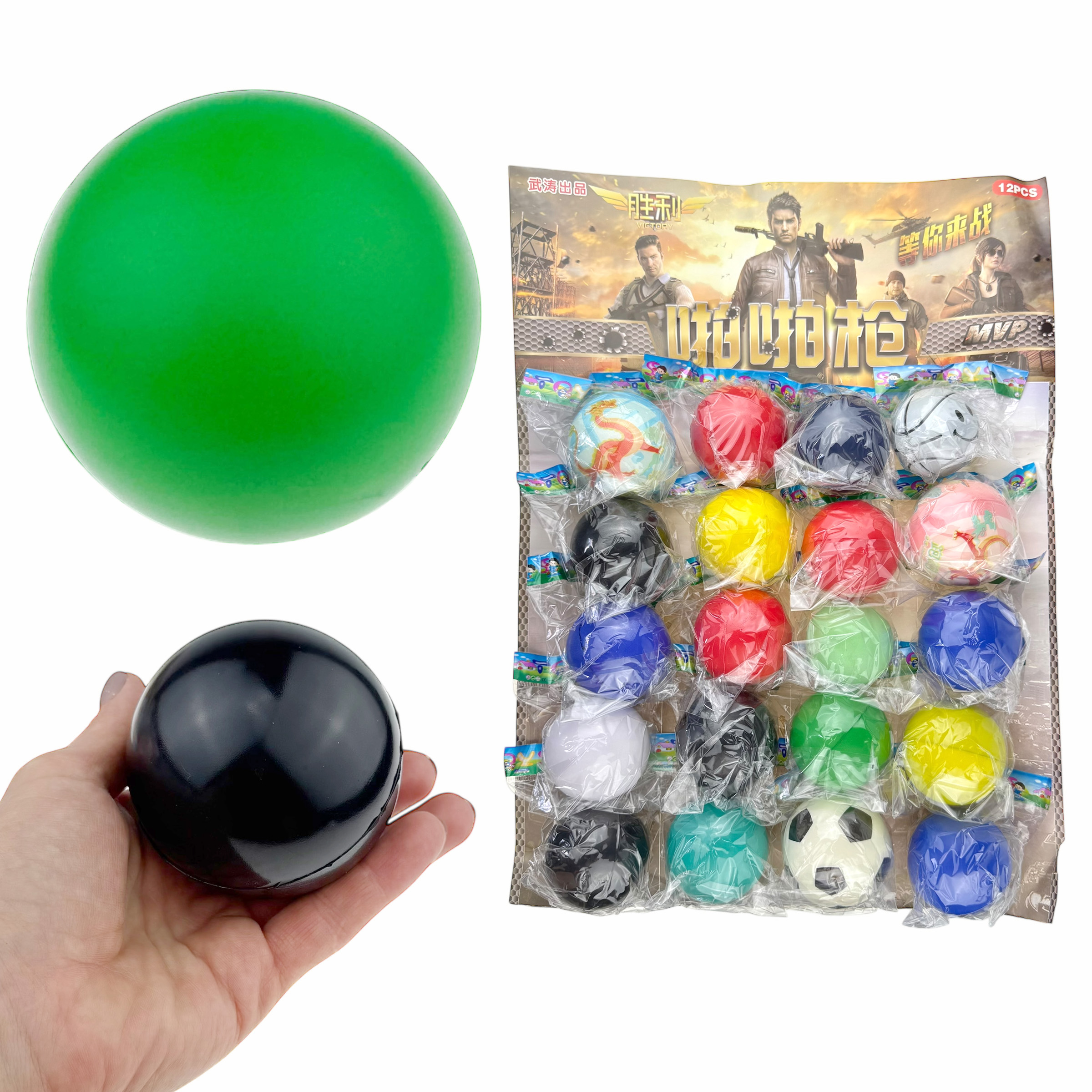 Мяч фомовий асорті великий 7 см на планшетці (20) /1000/