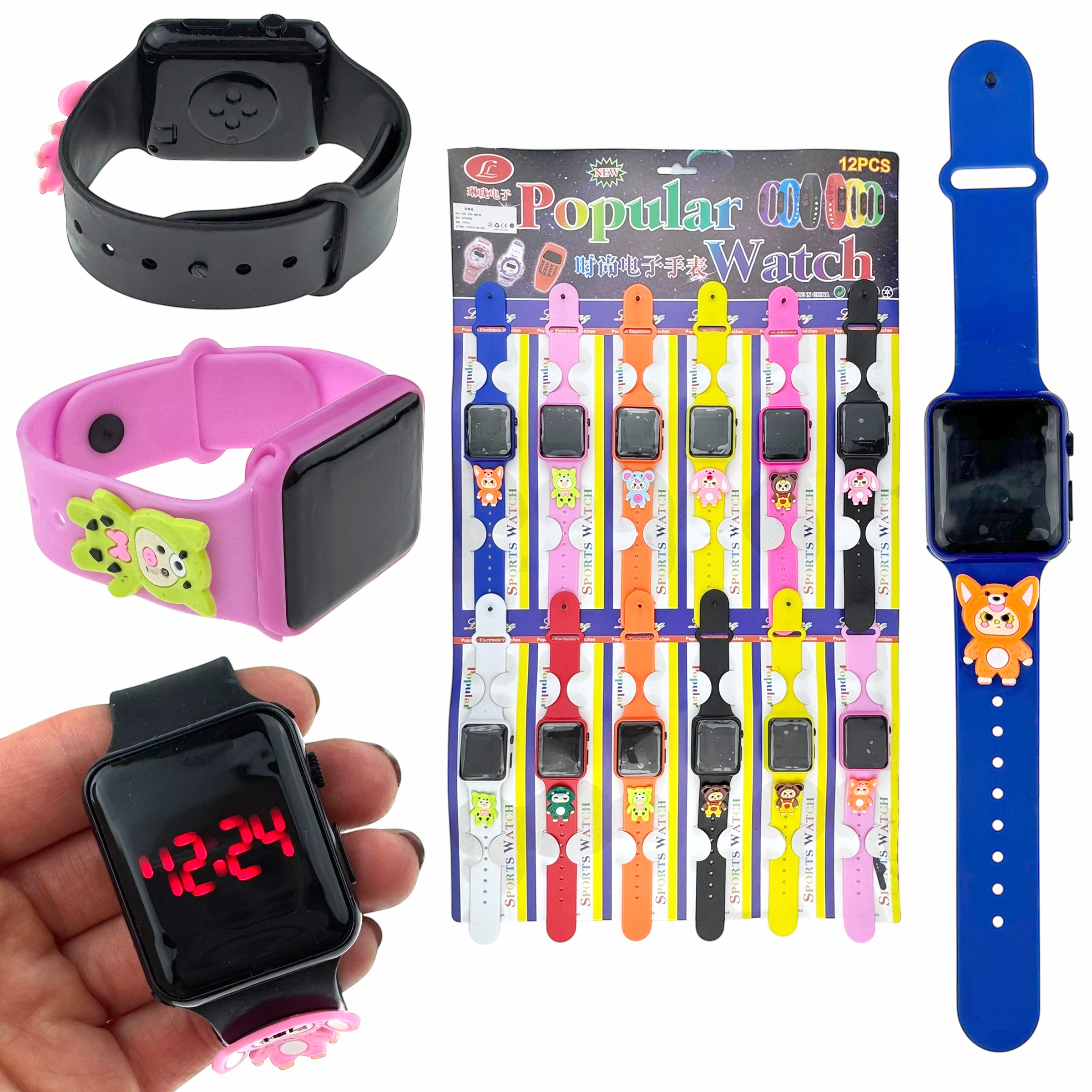 Годинник дитячий по типу apple watch з мультяшною іграшкою на планшетці (12) /1200/