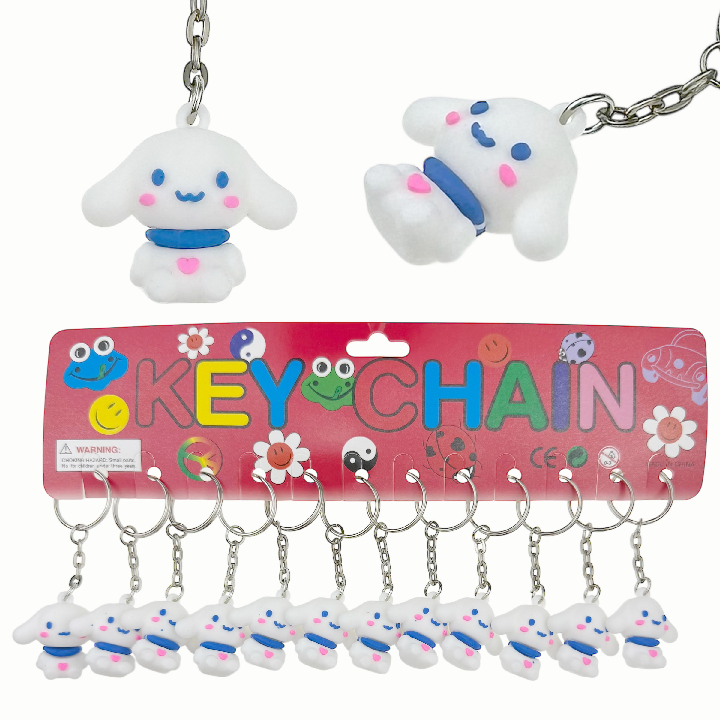 Брелок гумовий маленький вухатий зайчик обємний (12)