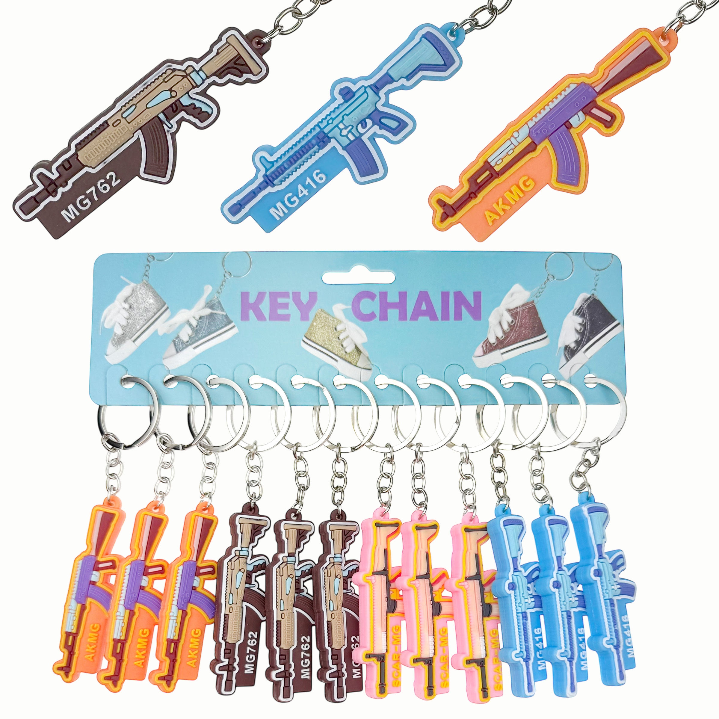 Брелок гумовий автомат кольоровий MG-416 обємний (12)