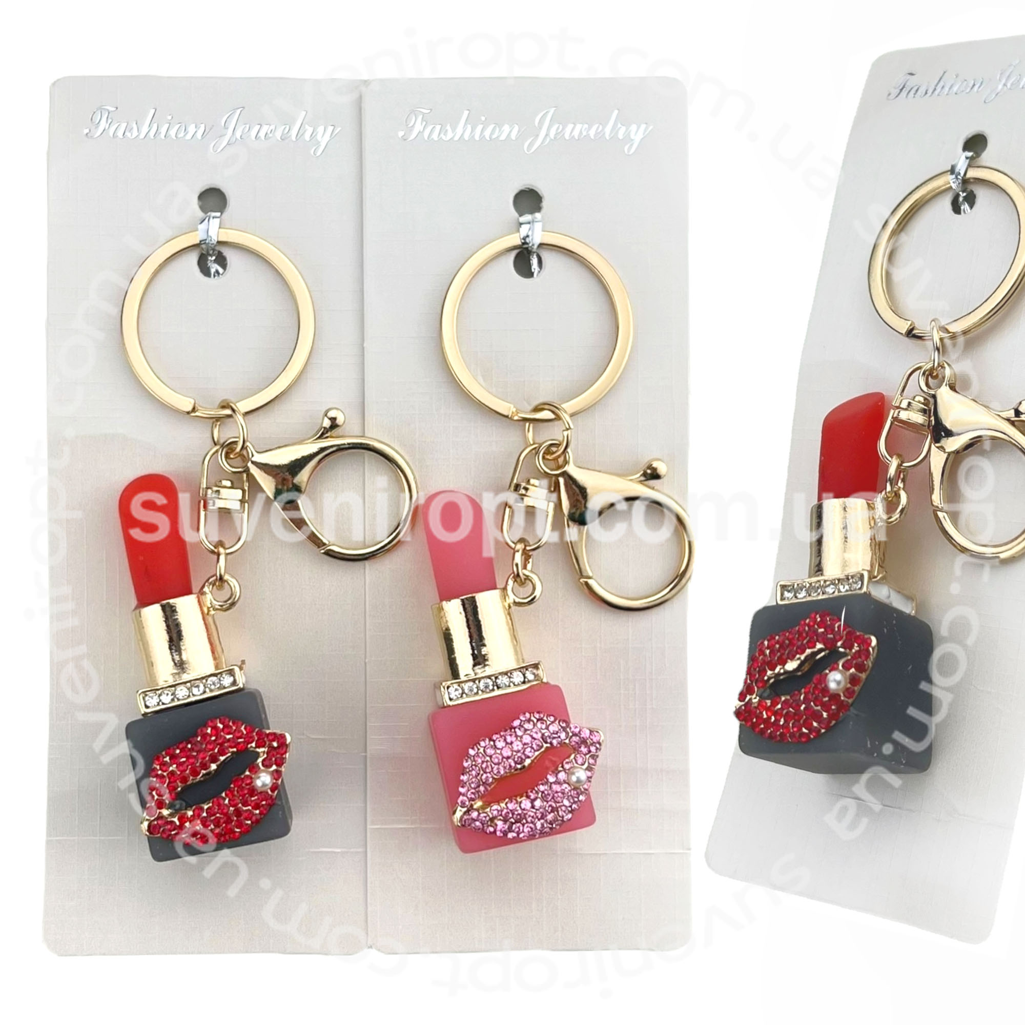 Брелок помада з губками в камінчиках (12)