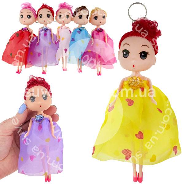 Лялька висока брелок ситцевій сукні в сердечках з хвостиком 17 см (12)