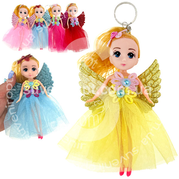 Лялька брелок янгол брелок у ситцевій сукні з двома бантиками  17 см (12)