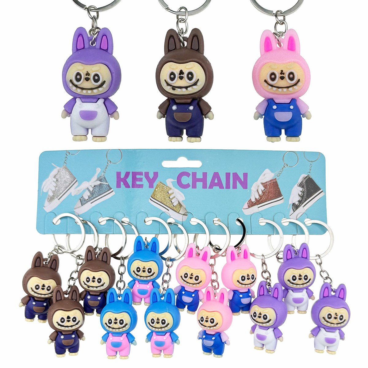 Брелок гумовий обʼємний Ла бу ба в комбінезоні (12)