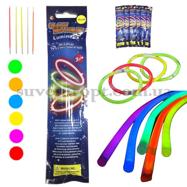 Набор неоновых браслетов  3 в 1 светяшка 7 часов света  (12)