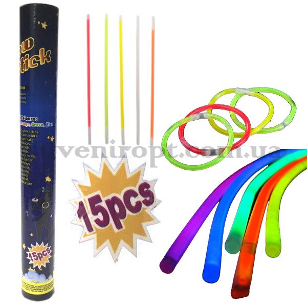 Палка неоновая в упаковке 15 шт  светяшка  7 часов света 26 см  (24)