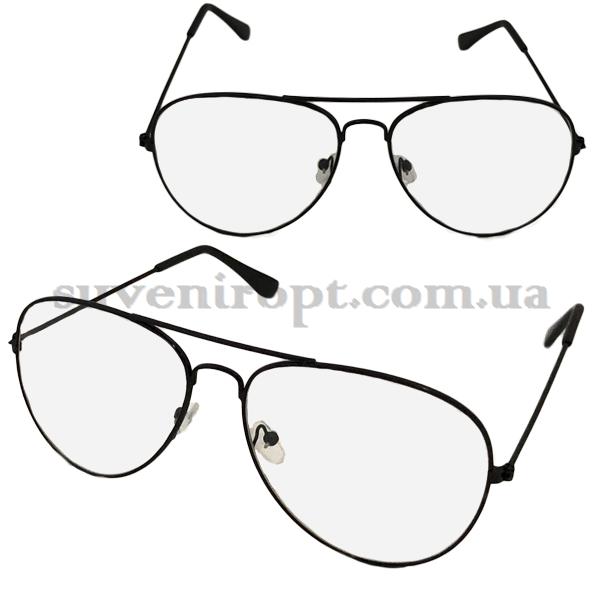 Очки капли прозрачные в чёрной оправе