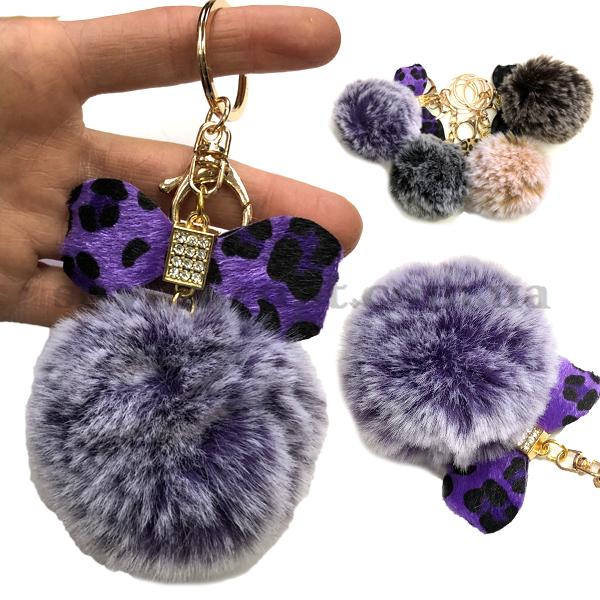 Брелок меховый шарик с бантиком (12)