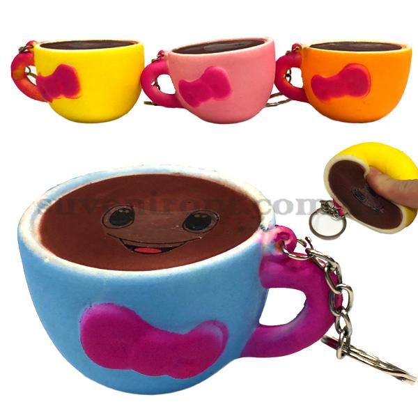 СКВИШИ - SQUISHY  брелок  чашка кофе с смайликом 