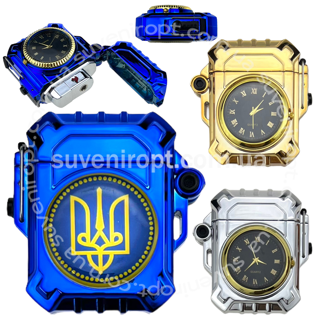 Запальничка велика годинник жовтий візерунок Україна (10)