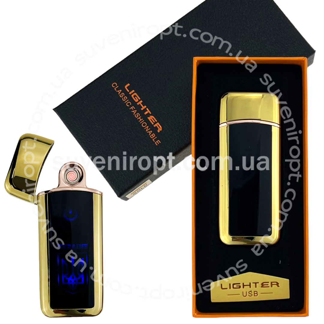 Запальничка USB LIGHTER золота Украіна із зарядкою (10)